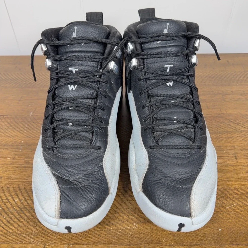 Jordan 12 Retro Shoes Mens 9.5 Black Gray Barons Basketball‎ Sneakers CT8013-010